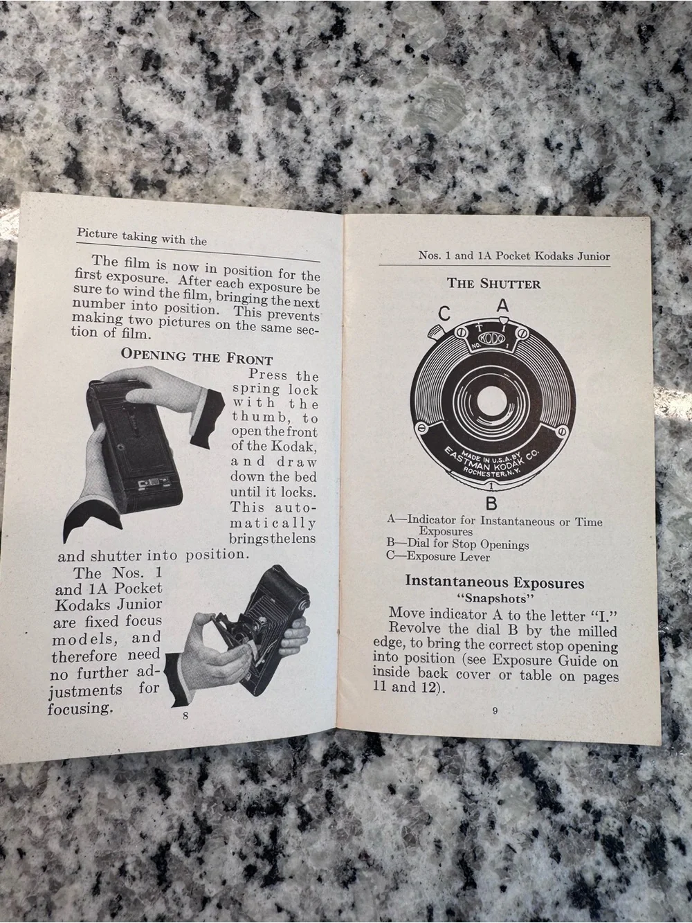 Vintage Kodak Camera - Pocket Junior Series I & Ia with case and original manual
